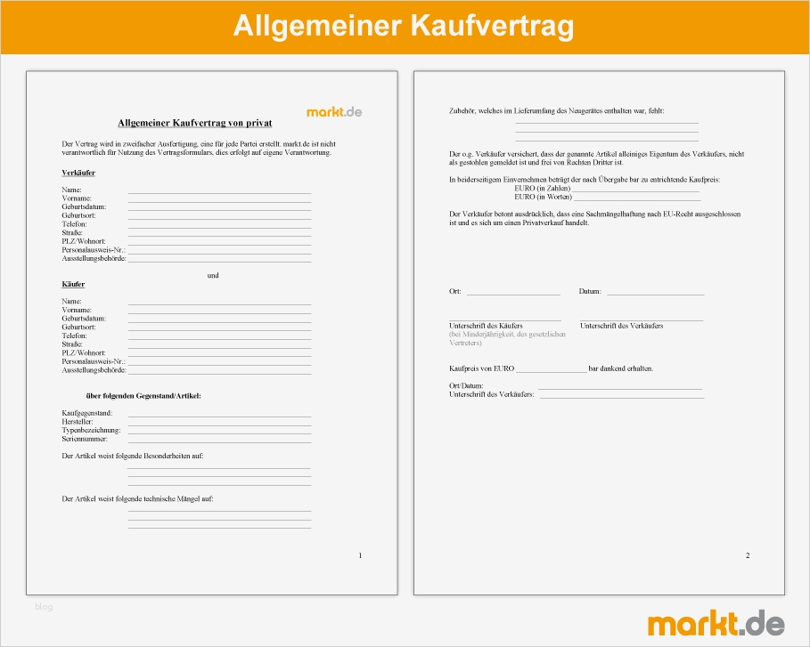 Allgemeiner Kaufvertrag von privat