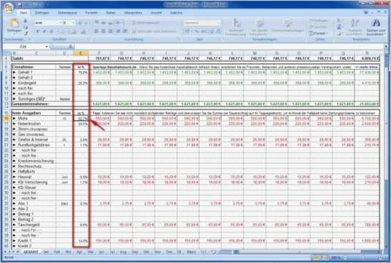Monatliche Ausgaben Tabelle Vorlage Angenehm Spartipp Haushaltsbuch Mit Excel Einnahmen Und 3502