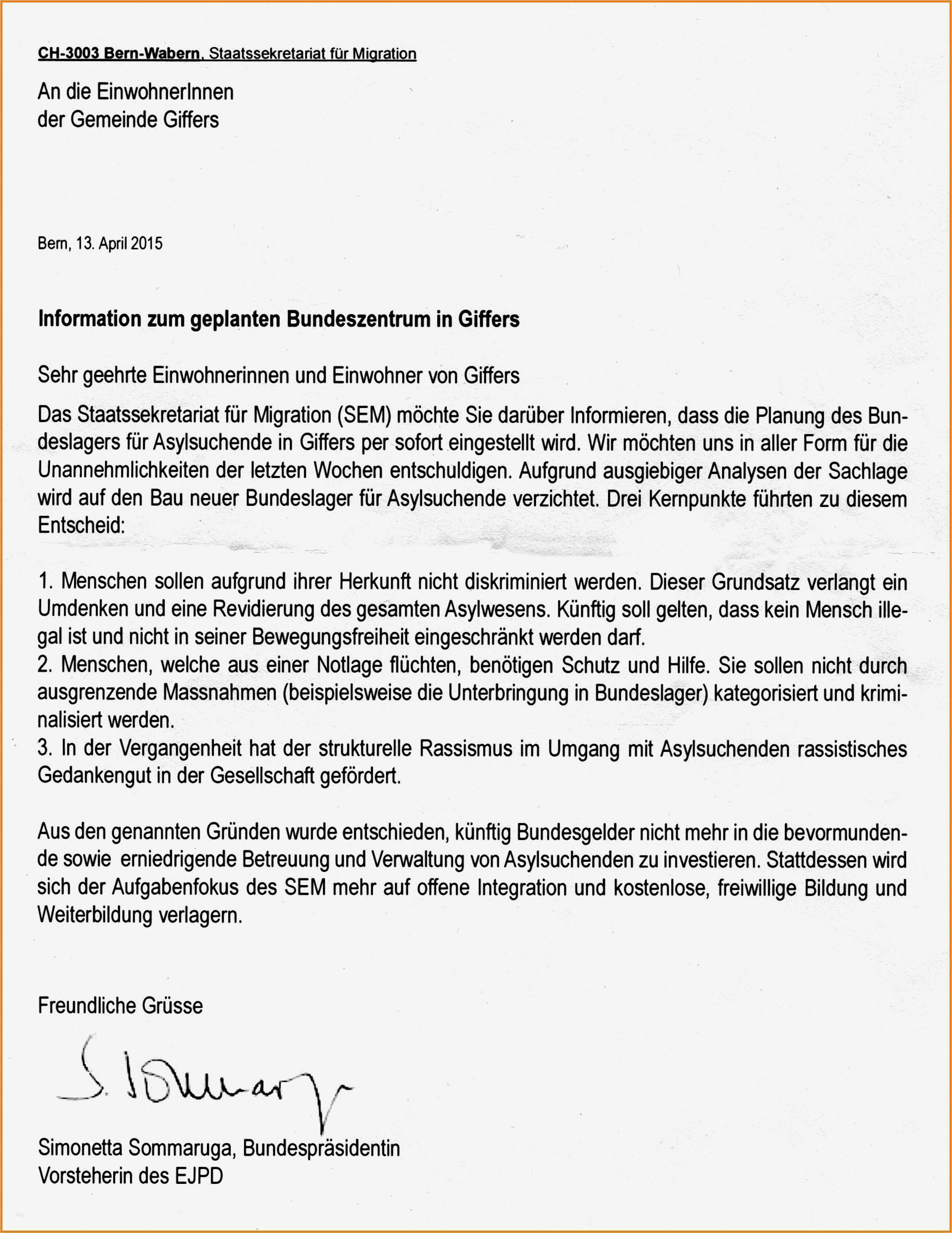 6 offizieller brief