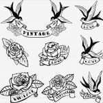 Old School Tattoo Vorlagen Wunderbar Satz Von Tattoo Vorlagen Mit Schwalben Und Rosen Oldschool