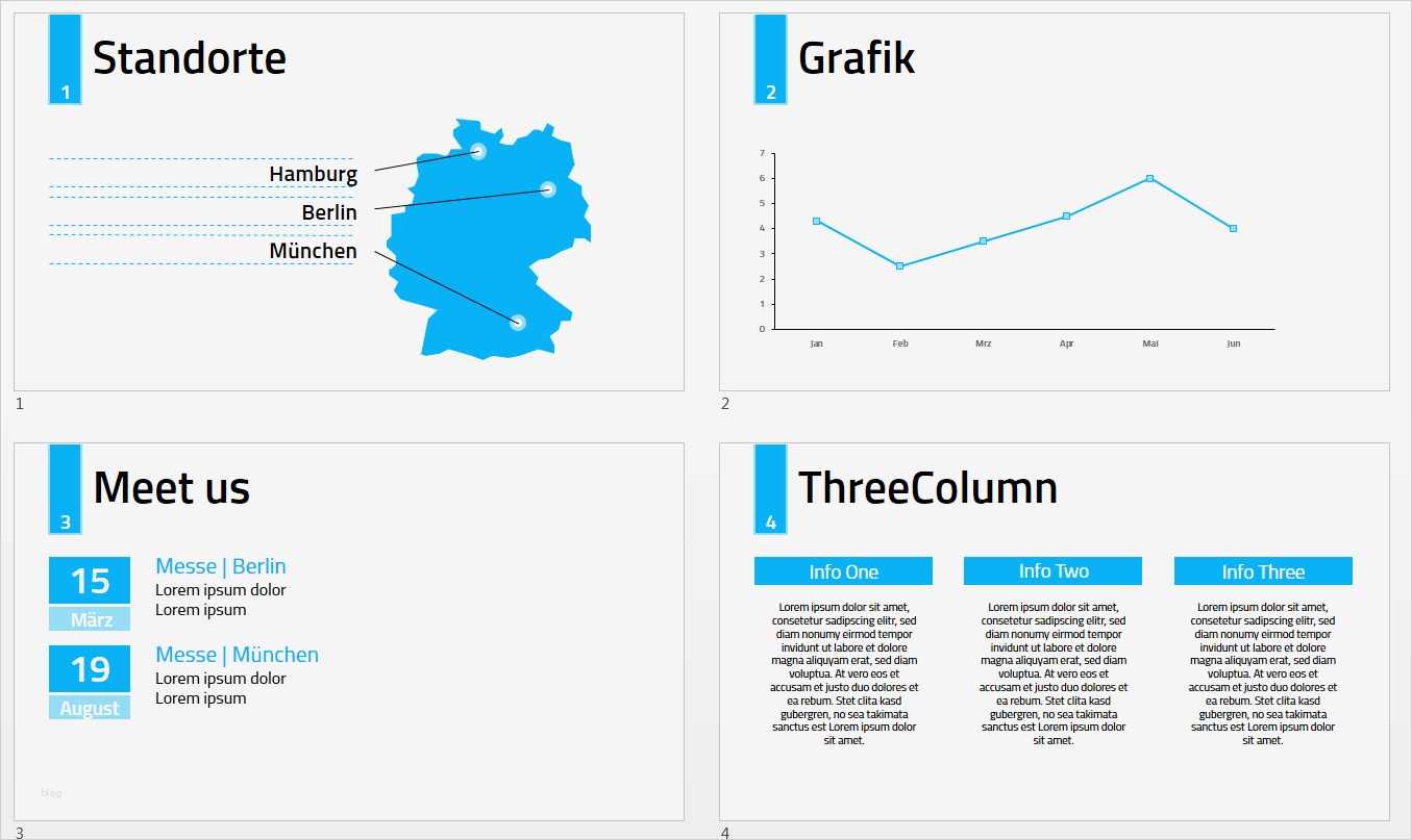 PräsentationsProfi Blaue Powerpoint Vorlage für