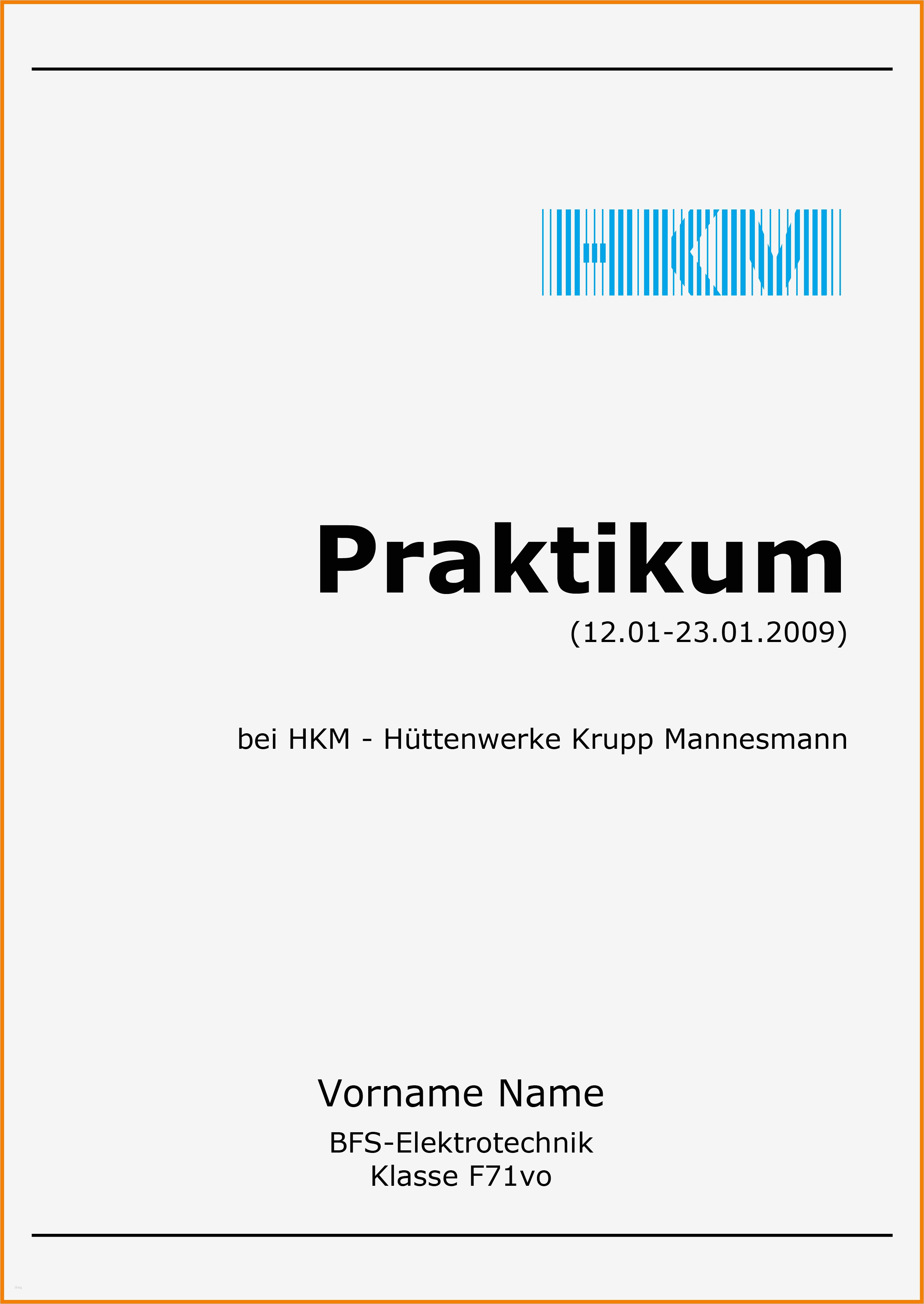 Praktikumsmappe Vorlage 9 Klasse Inspiration 11 Deckblatt Praktikum