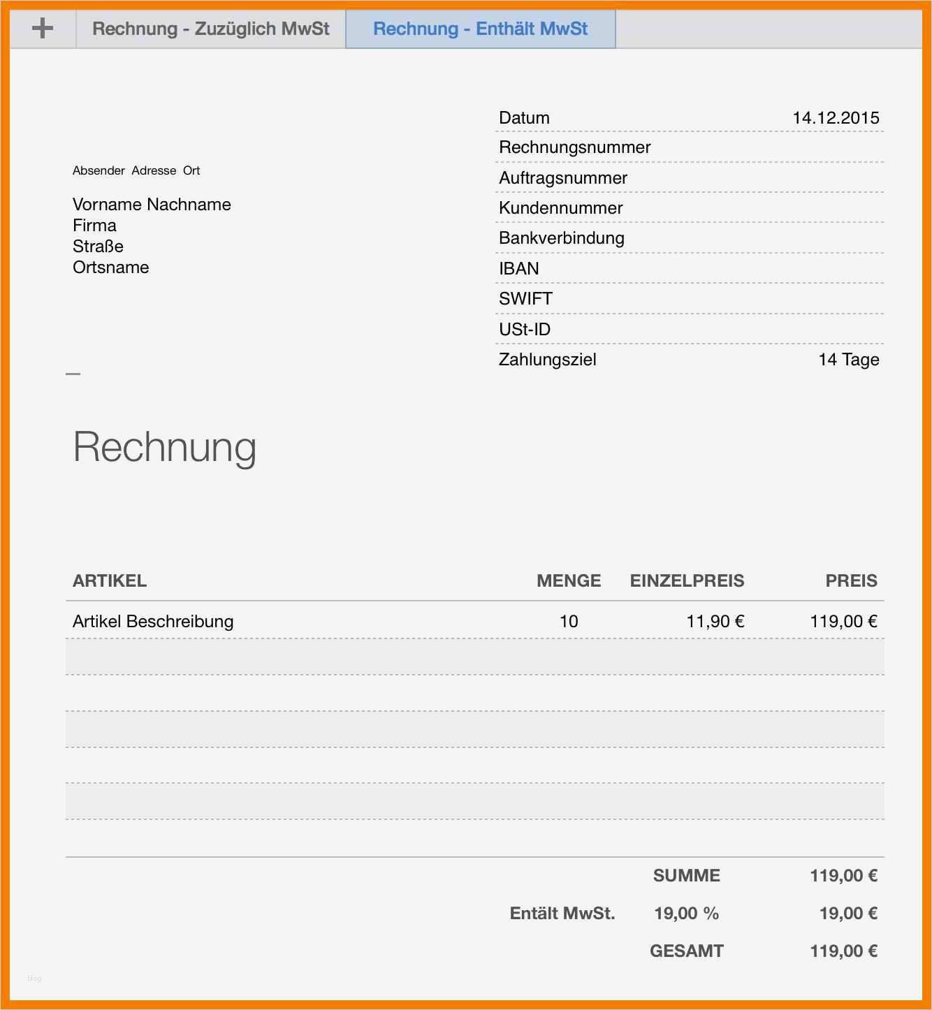 Privatverkauf Rechnung Vorlage Gut 14 Rechnung Mit Mwst Vorlage