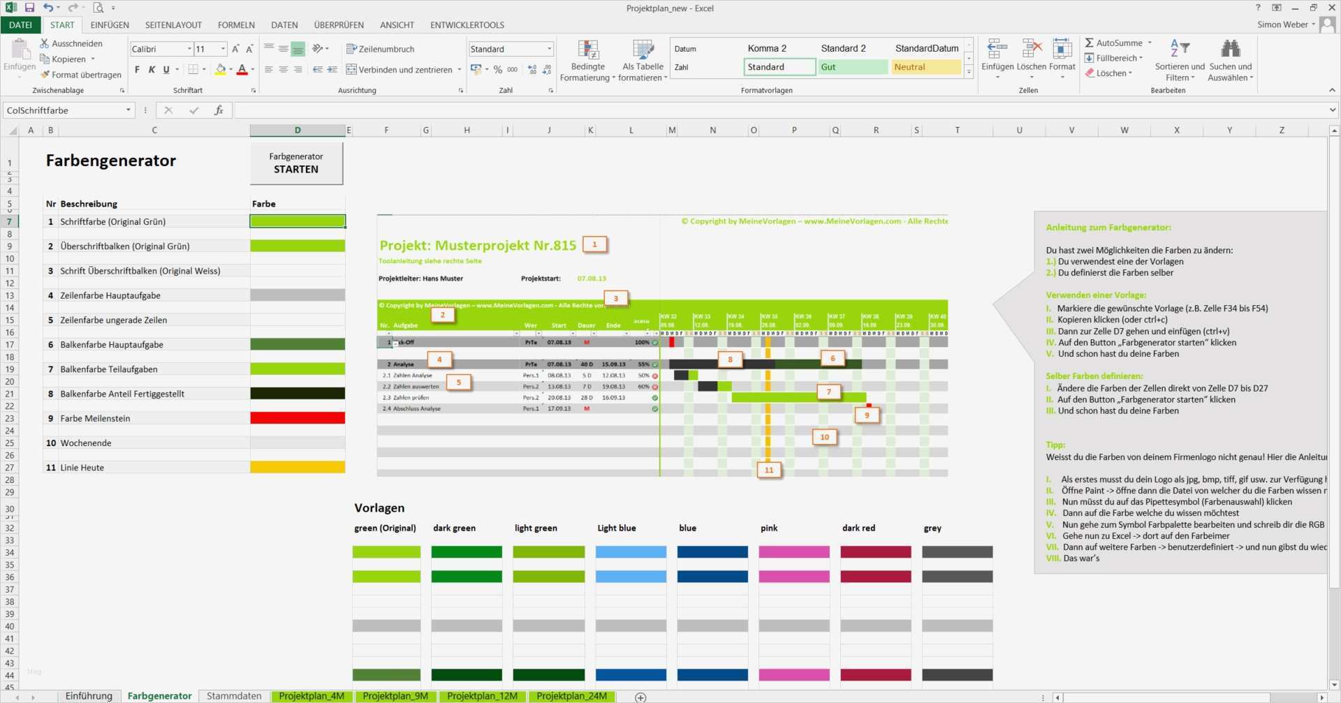 Projektplan Excel