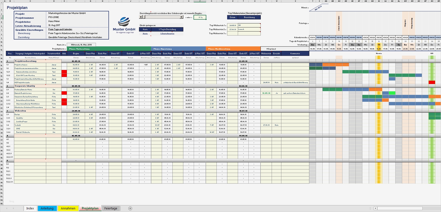 Projektstrukturplan Vorlage Best Of Excel Projektplanungstool Pro Zum Download Vorlage Ideen