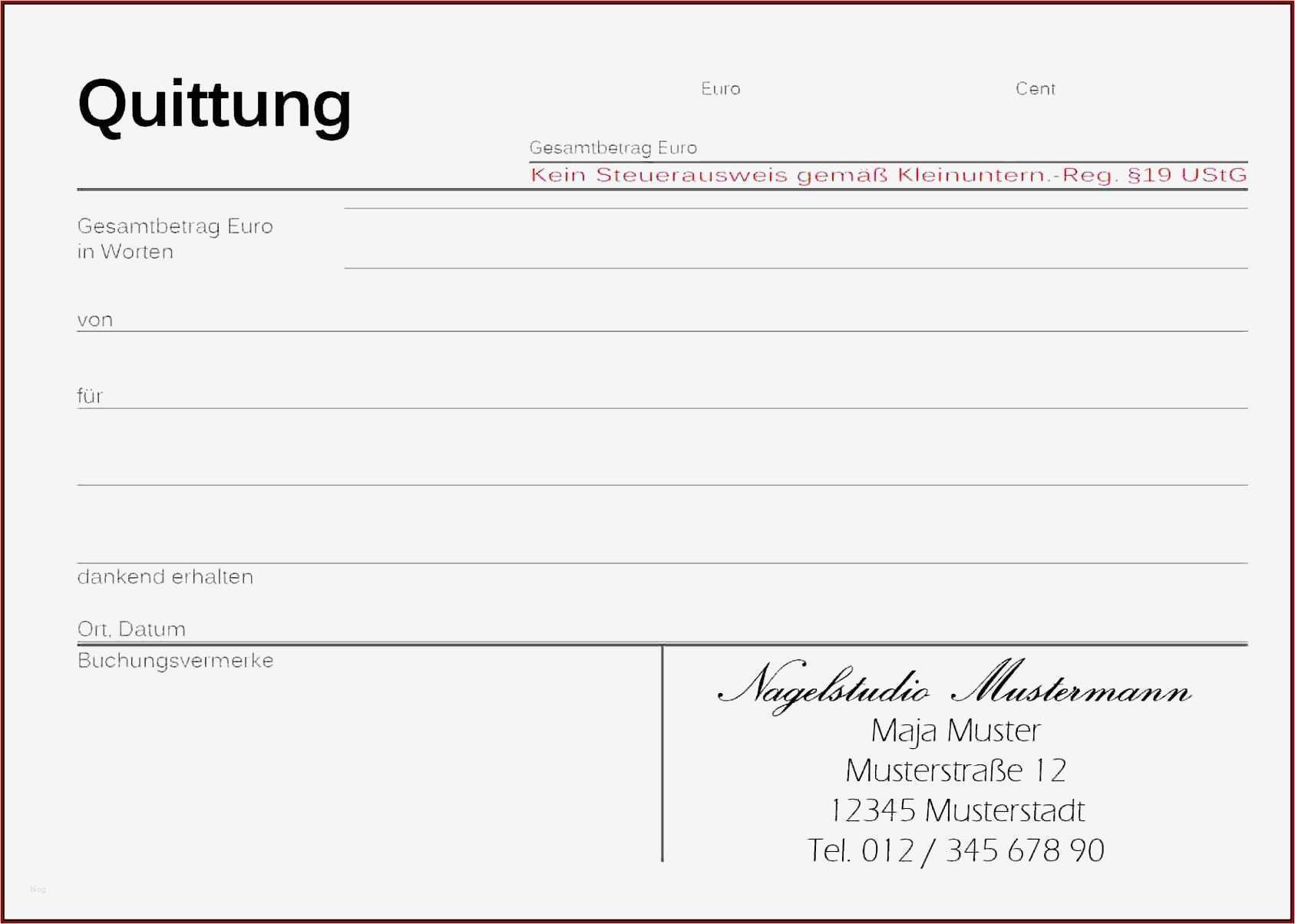 Quittung Ohne Mehrwertsteuer Vorlage Einzigartig Muster