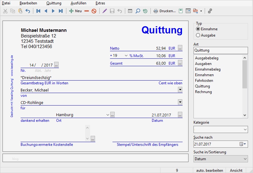 Quittung Vorlage Pdf Gut Keseling software Quittung ...
