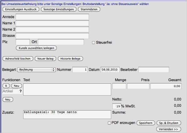 line Vorlage "Rechnung" Download gratis