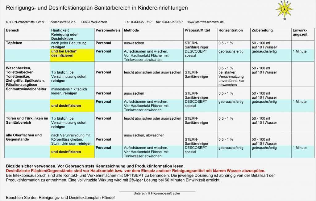 Reinigungsplan Küche Vorlage Kostenlos Angenehm Sternwaschmittel