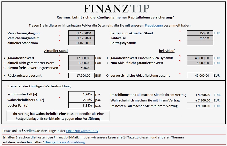 Risikolebensversicherung Kündigen Vorlage Neu Lebensversicherung Rechner Berechnen Sie Ihrere Rendite