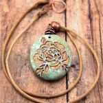 Speckstein Schmuck Vorlagen Cool Copper Rose Necklace Aqua Terra Jasper Engraved Stone