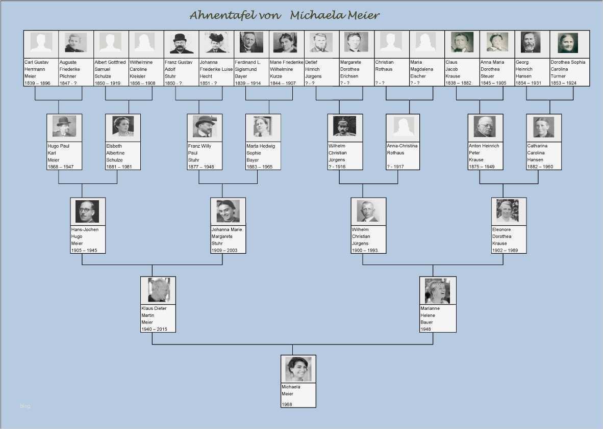 Excel Vorlage für eine Ahnentafel – Familiengeschichte