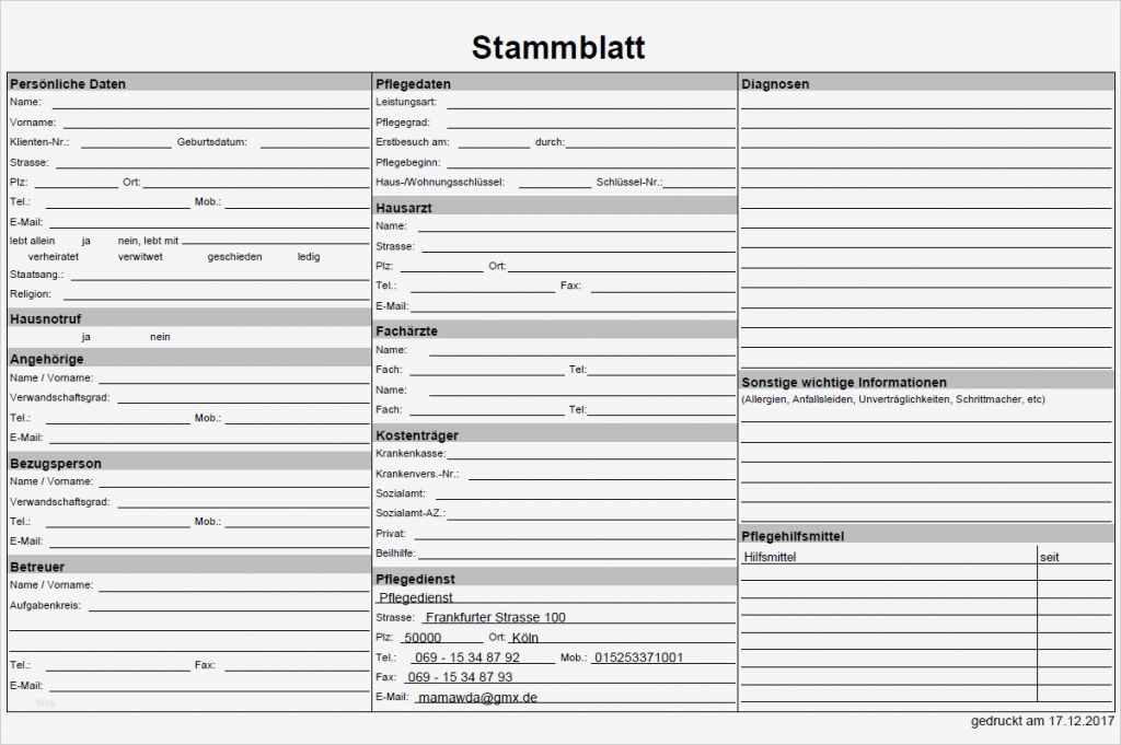 Stammblatt Pflege Vorlage Erstaunlich Dienstplan Per Email An ...