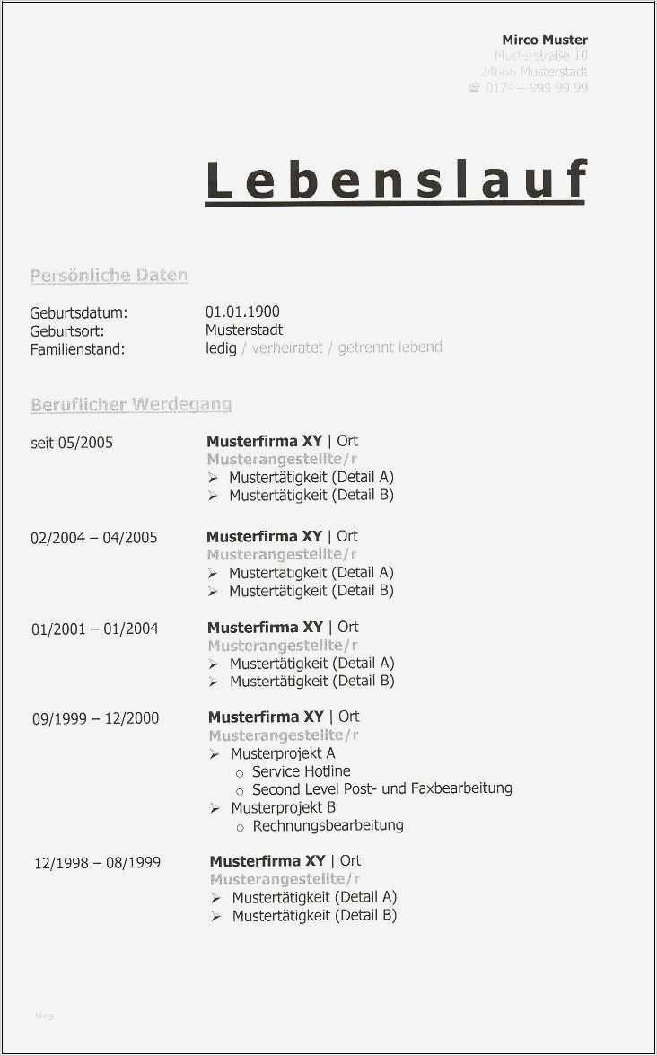 Lückenloser Tabellarischer Lebenslauf lebenslauf beispiel