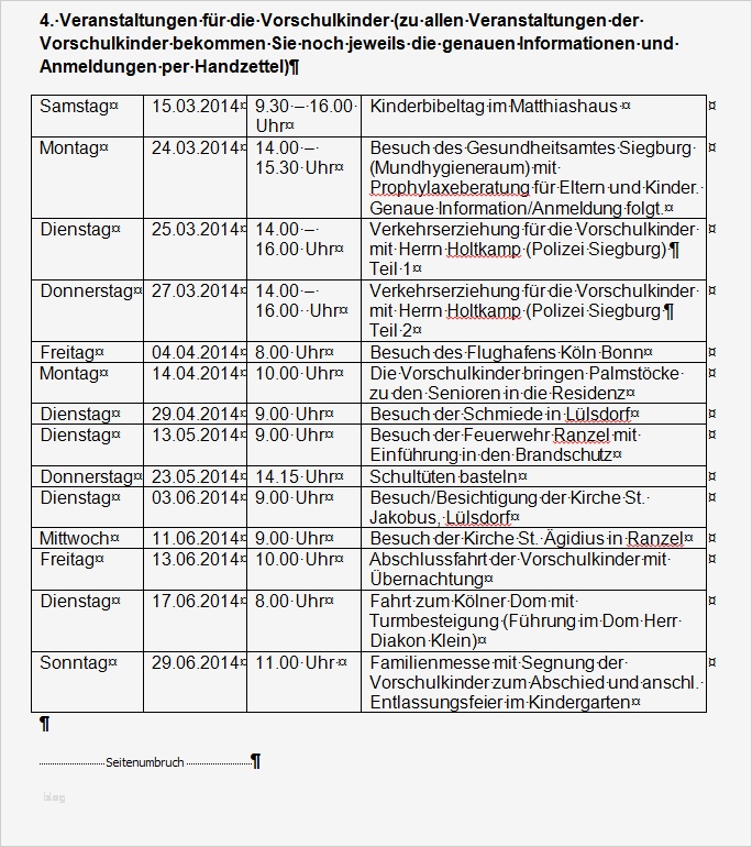 Tabellarischer Tagesbericht Praktikum Vorlage Fabelhaft St ...