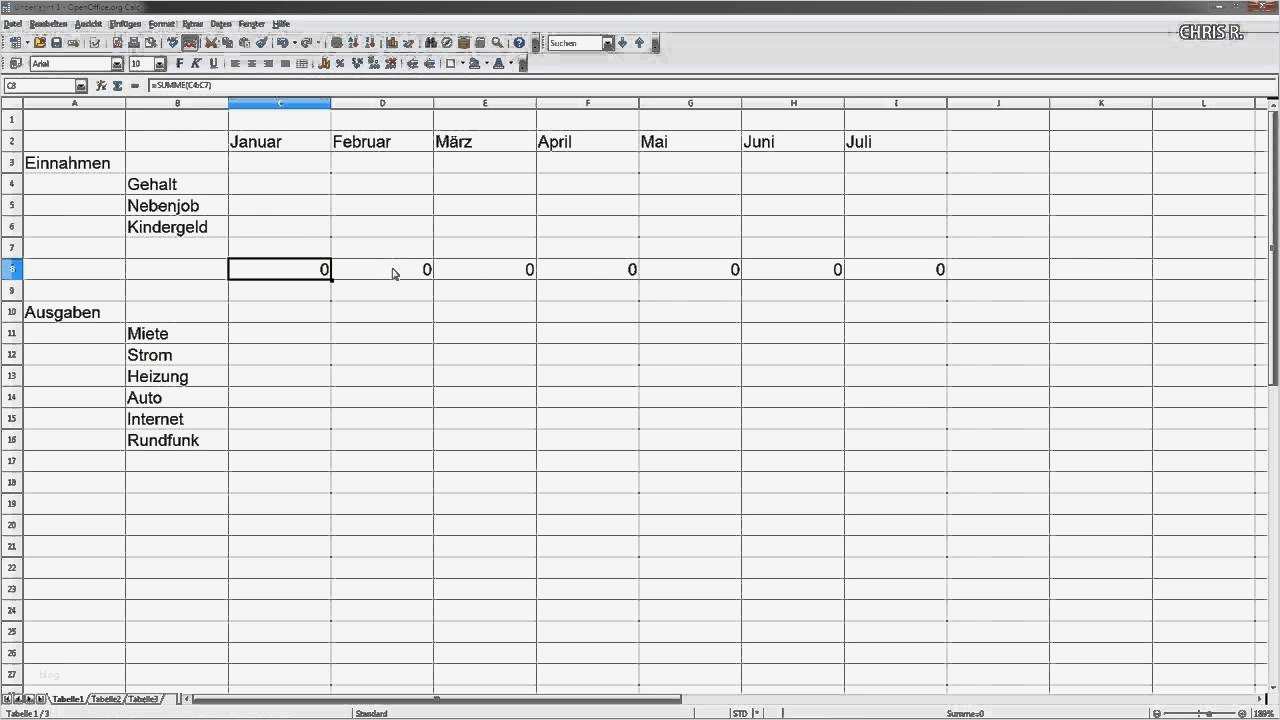 Tabelle Einnahmen Ausgaben Vorlage Openoffice Schön ...