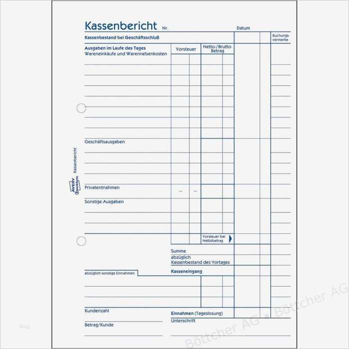 Avery Zweckform 305 Kassenbericht A5 50 Blatt Böttcher AG