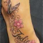 Tattoo Vorlagen Schmetterling Genial Tattoo Bein Fuss Blumen Name Text Schrift Schriftzug