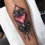 Tattoo Wirbelsäule Vorlagen Süß Crystal &amp; Lace Jewel Heart Tattoo Ink