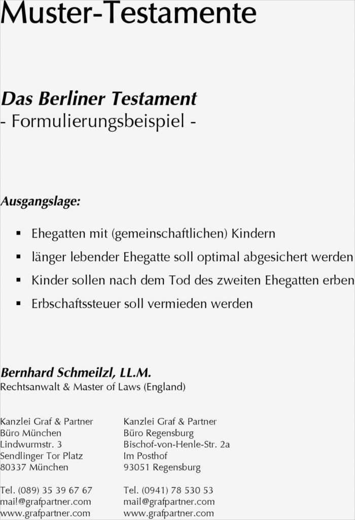 Testament Erstellen Vorlage Neu Muster Testamente Das Berliner