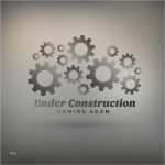 Under Construction Vorlage Inspiration Grauen Hintergrund Mit Getriebe Und Dem Im Bau Text