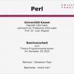 Uni Kassel Powerpoint Vorlage Wunderbar Perl Seminararbeit Universität Kassel Fakultät Informatik