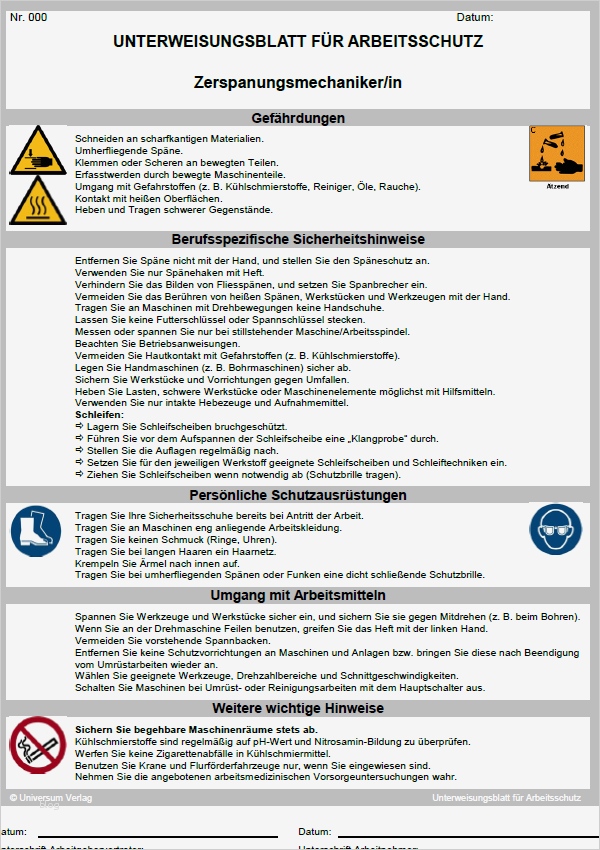 Unterweisung Kfz Mechaniker in Sofort Download