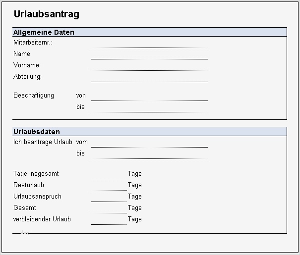 Vorlage Formular für Personalstammdatenblatt