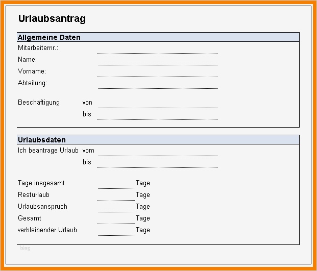 Urlaubsantrag Vorlage Pdf Elegant 6 Urlaubsscheine Vorlage ...