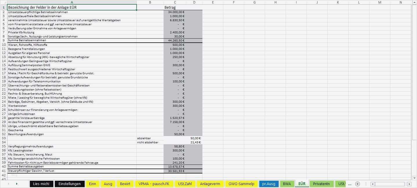 11 eür excel vorlage