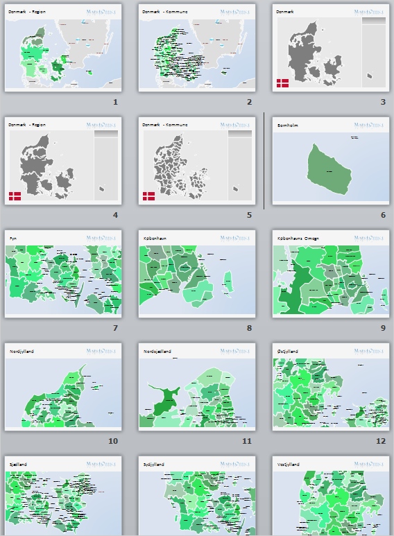 Landkarte Dänemark PowerPoint Vektor Karte maps4office