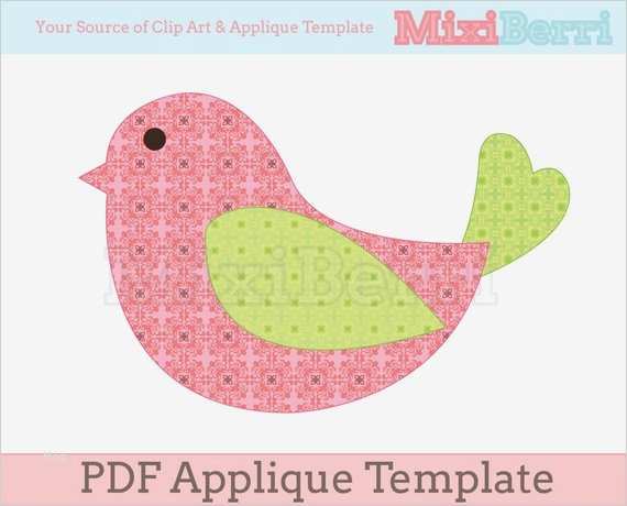 Vogel Basteln Vorlage Erstaunlich Bird Applique Template Pdf Instant