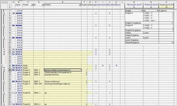 formularis Arbeitszeiterfassung mit Excel Freeware