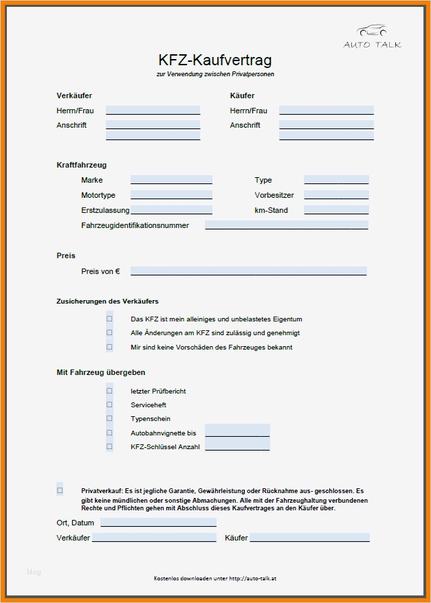 Vorlage Autoverkauf Best Of 10 Kaufvertrag Vorlage Word ...