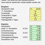 Vorlage Berechnung 1 Regelung Unternehmer Bewundernswert Stundenlohnabrechnung Mit Berücksichtigung Von Ferien Und