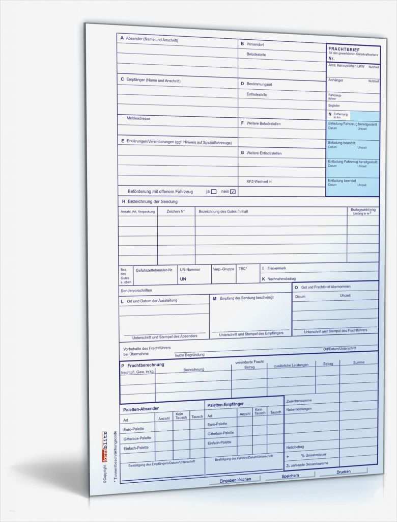 Vorlage Cmr Frachtbrief Schön Cmr Frachtbrief Cmr ...