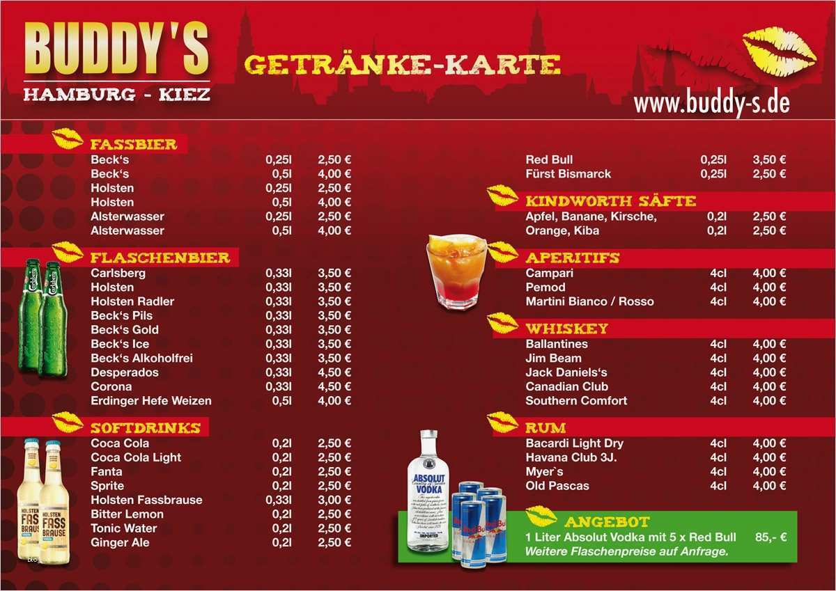 Vorlage Getränkekarte Best Of Getränkekarte Buddy´s Die Bar Auf Der