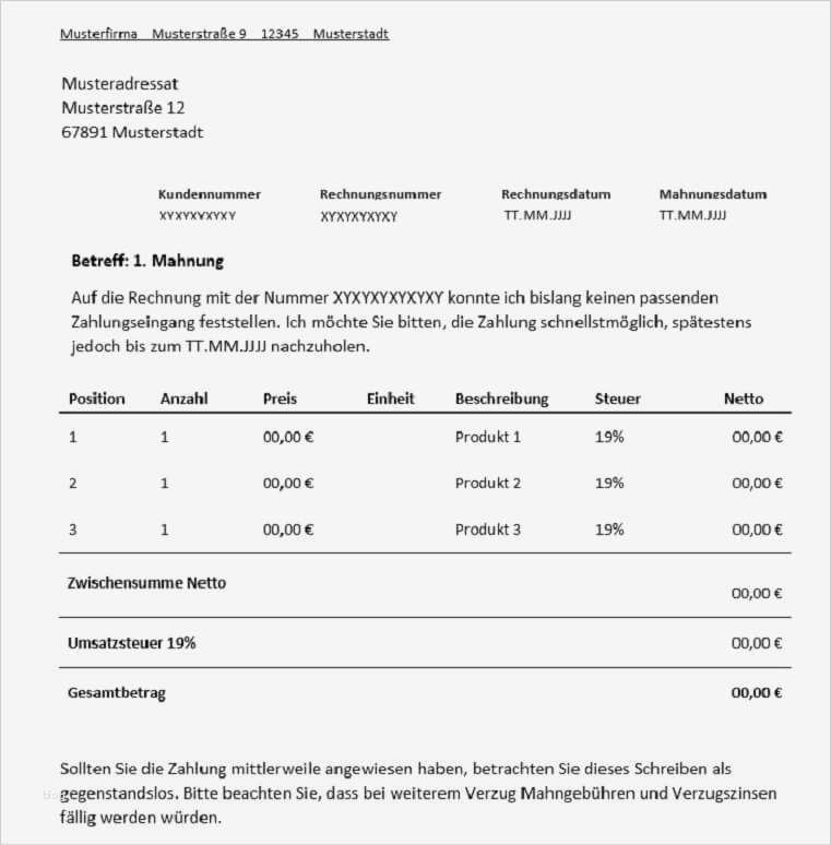 1 Mahnung für Freiberufler Vorlage & Muster