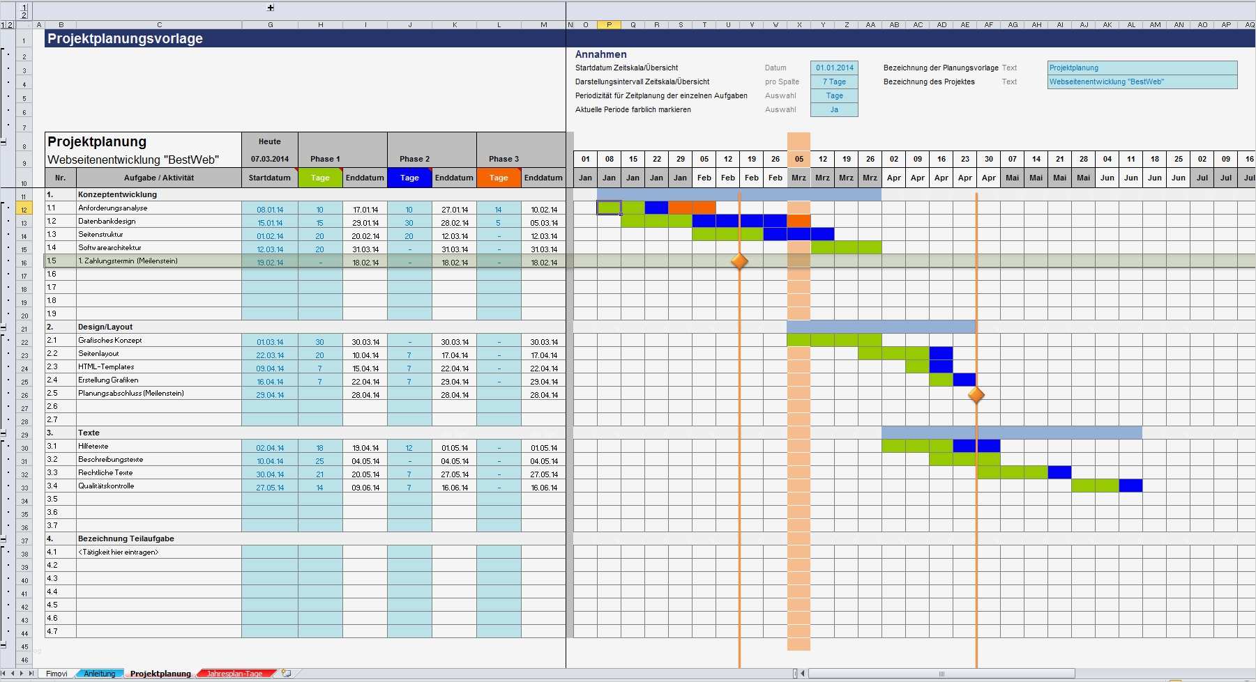 Excel Projektplanungstool Pro zum Download