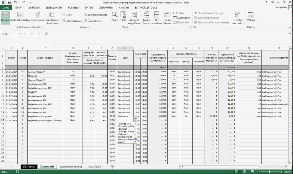 Vorlage Verpflegungsmehraufwand Kostenlos Hübsch Vorstellung Excel