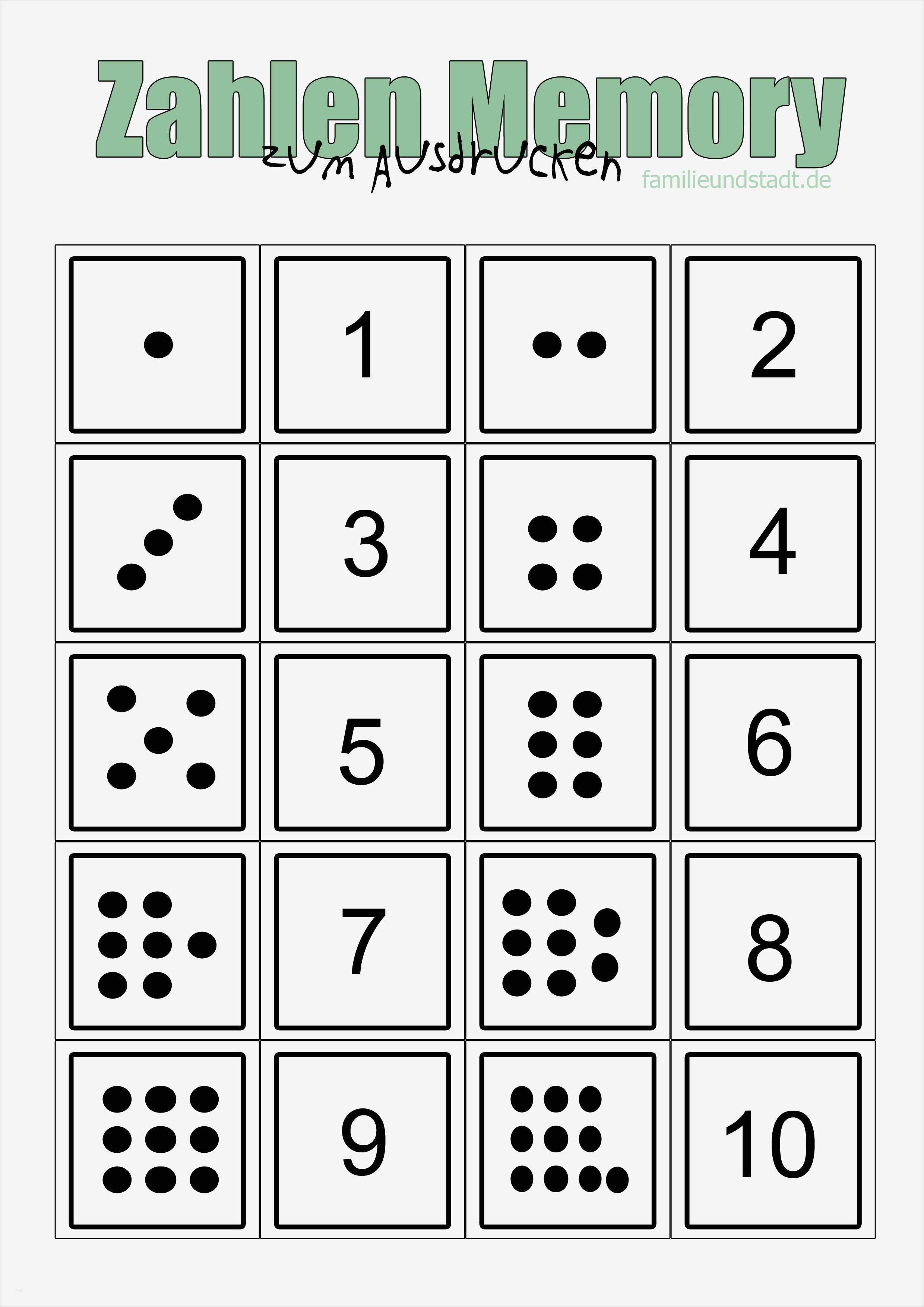 Vorlagen Zahlen Zum Ausschneiden Hübsch Zahlenmemory Bis 10 Selber