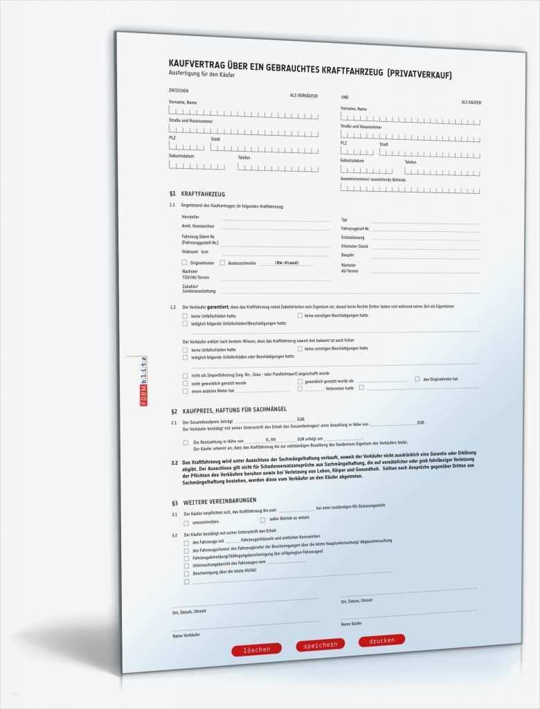 Vorläufiger Kaufvertrag Haus Vorlage Süß Kfz Kaufvertrag ...