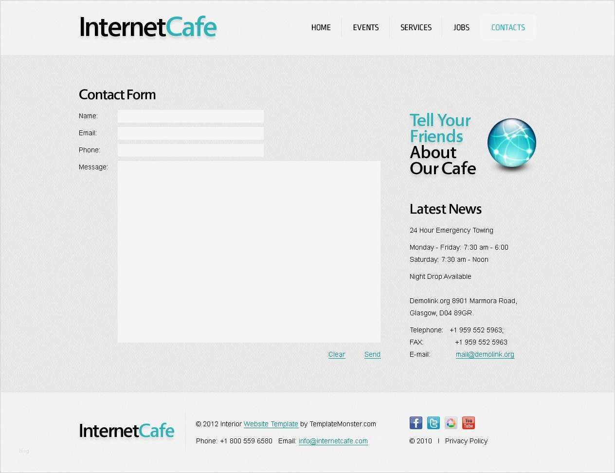 Website Vorlage für Internet Cafe