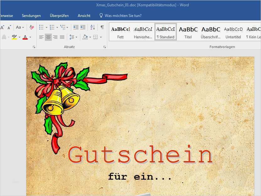 Weihnachtsgeschenk Gutschein Vorlage Großartig Geschenk Gutschein Word Vorlage Download Chip