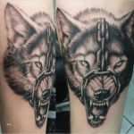 Wolf Tattoo Vorlage Elegant Stunning Designed Chained Angry Wolf Tattoo On Leg