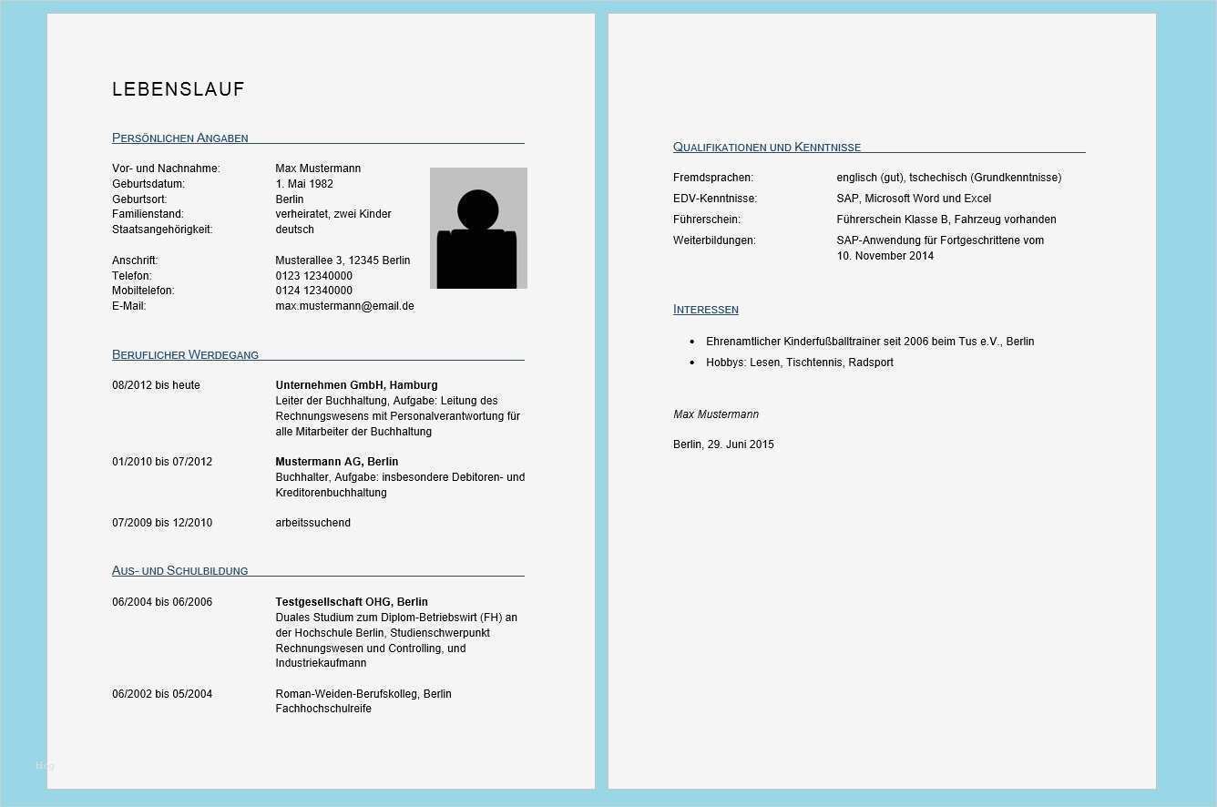 Lebenslauf in Word erstellen professioneller Lebenslauf