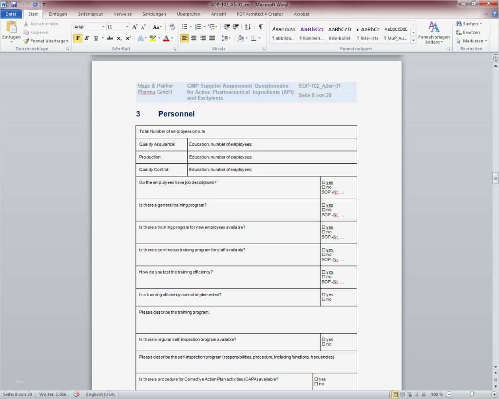 Word Vorlage Fragebogen Wunderbar sop 102 02 A5 Gmp ...