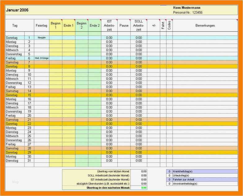 15 zeiterfassung excel vorlage kostenlos