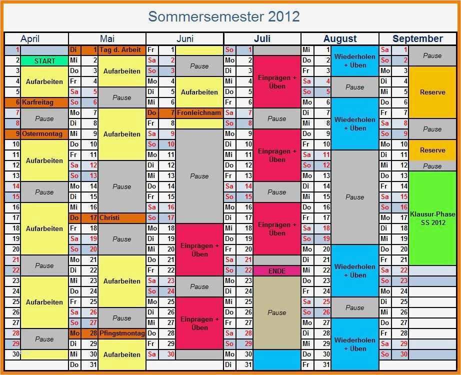 Zeitplan Vorlage Wunderbar 5 Lernplan Erstellen | Vorlage ...