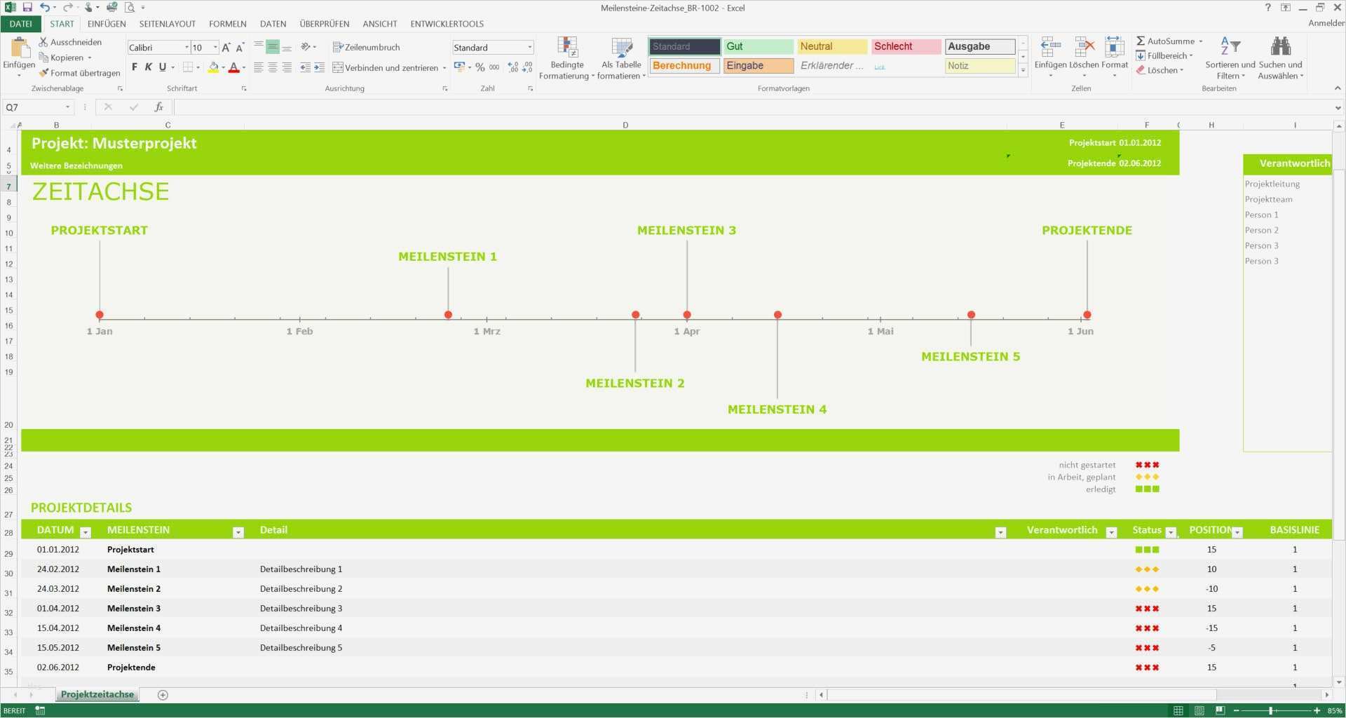 Zeitschiene Excel Vorlage Beste Meilensteinplan Excel